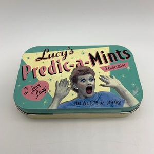 VTG I Love Lucy Lucille Ball Lucy's Predic-a-Mints Peppermint Retro Tin & Mints